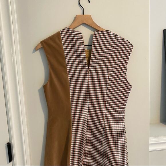 Stella McCartney Brown Plaid Velvet Bustier Mini Dress 42 Small - Picture 14 of 16